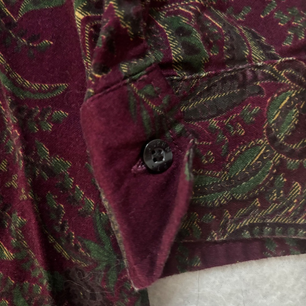 Lauren Ralph Lauren Burgundy Paisley Crest Logo Cotton Button Down Shirt L - Picture 4 of 8